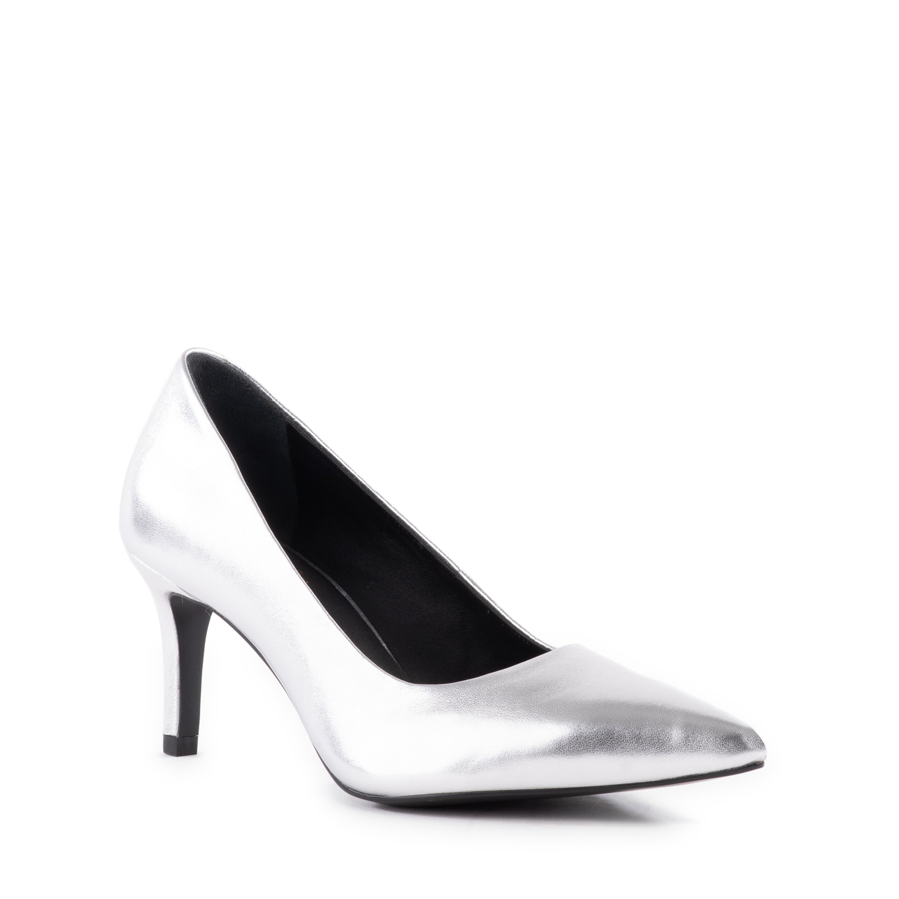 Glamorous Silver Metallic Pointed Heeled Shoes | Lyst